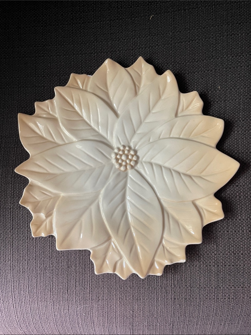 Grasslands Road Cream Poinsettia-Shaped Ceramic Serving Platter